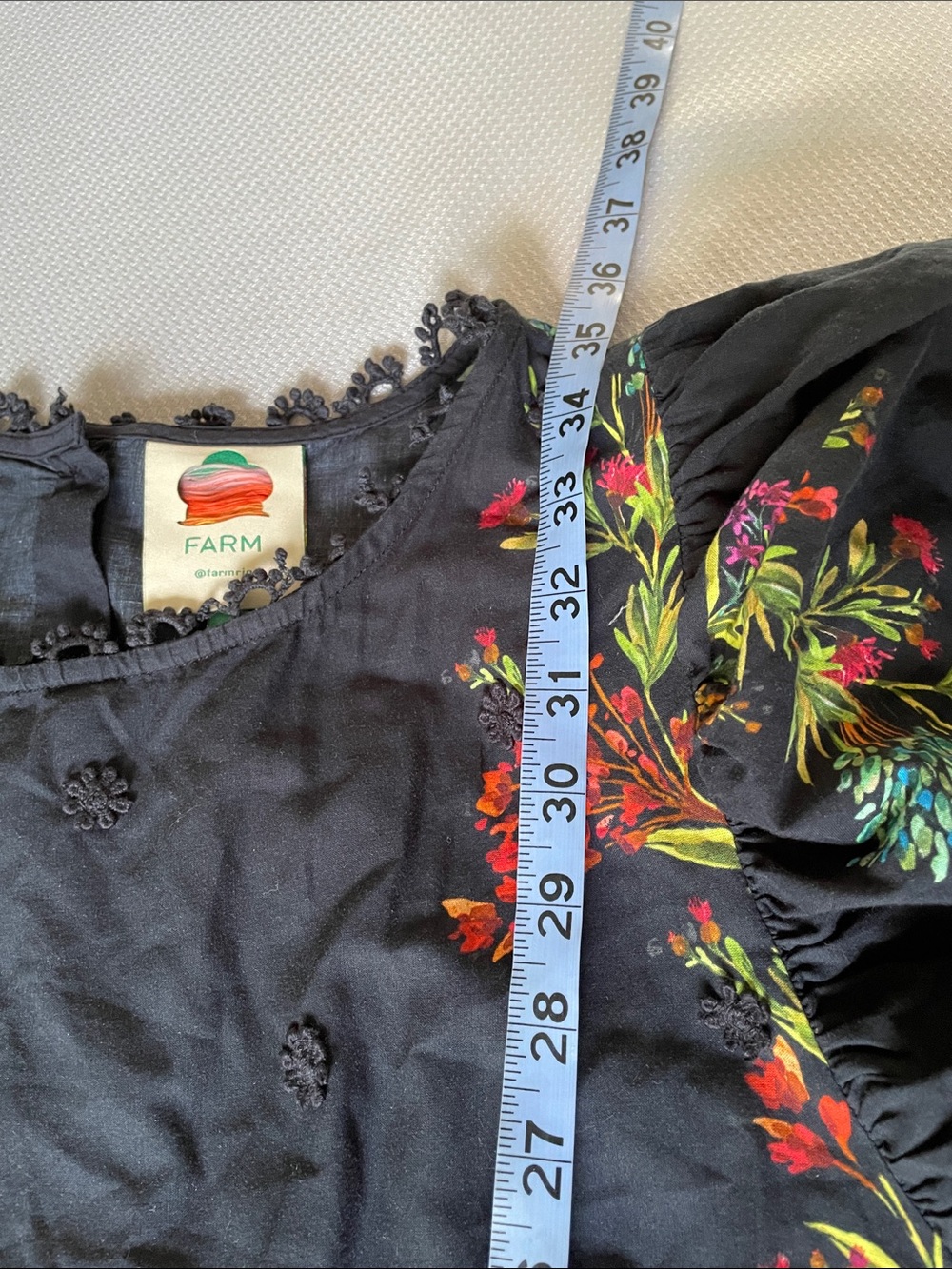 FARM Rio Black Louise Floral Cotton Mini Dress Size XL - Picture 9 of 12